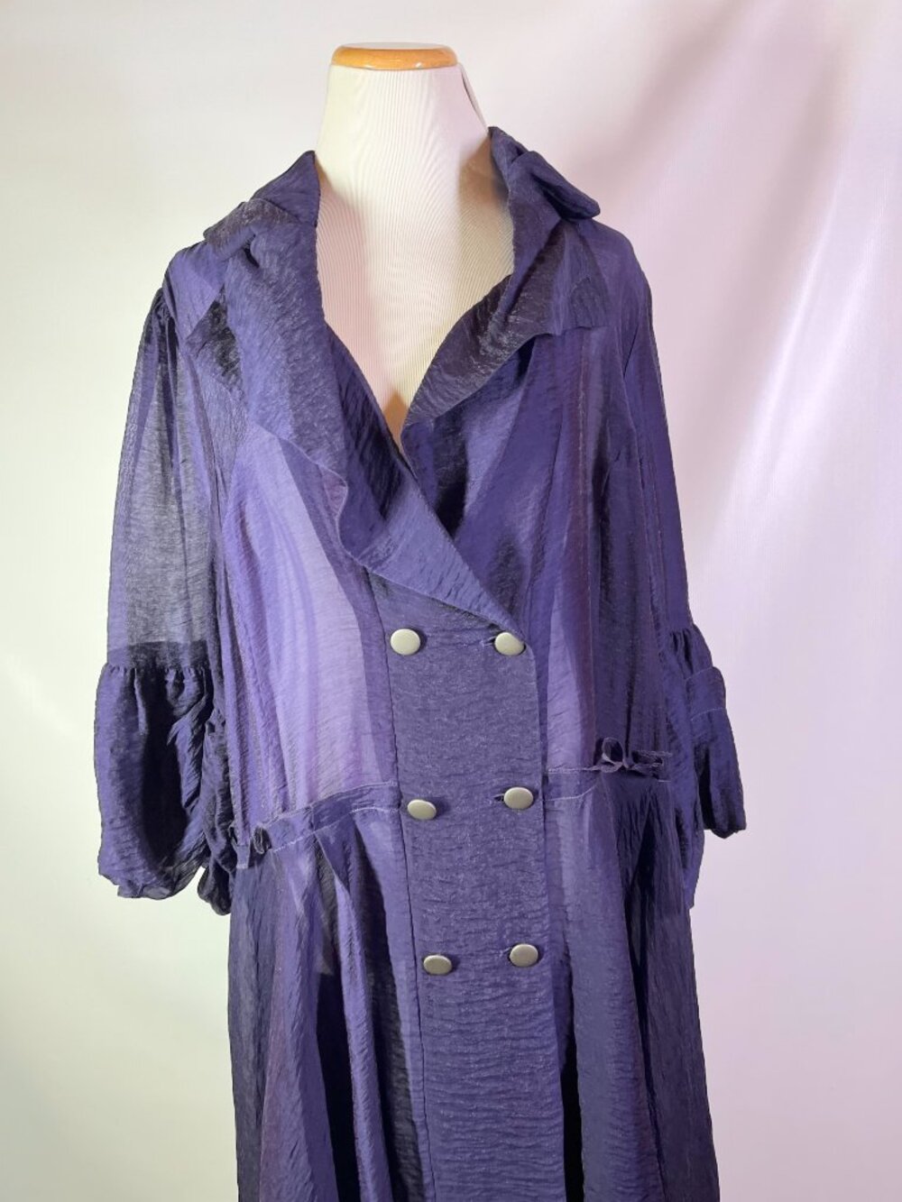 Design Today's Size 2XL Sheer Purple Coat Double-Breasted - Picture 5 of 10